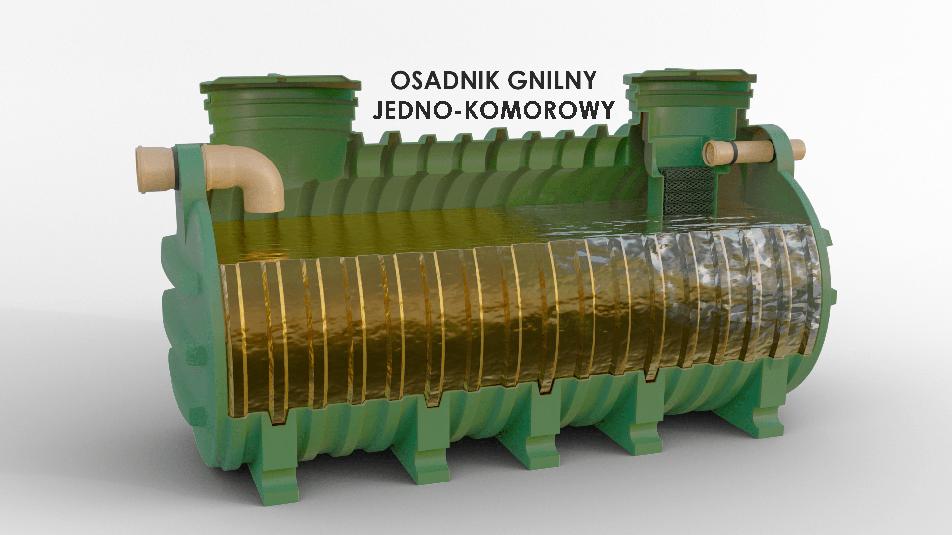 Przekrój zbiornika Glinianego jedno płasczowego, jedno komorowego